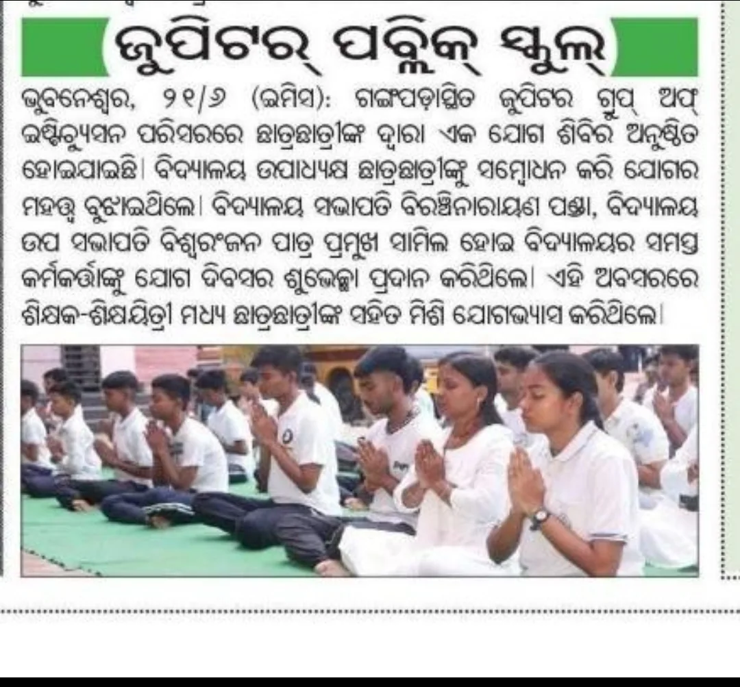 yoga day 02 — press coverage of Jupiter Public School