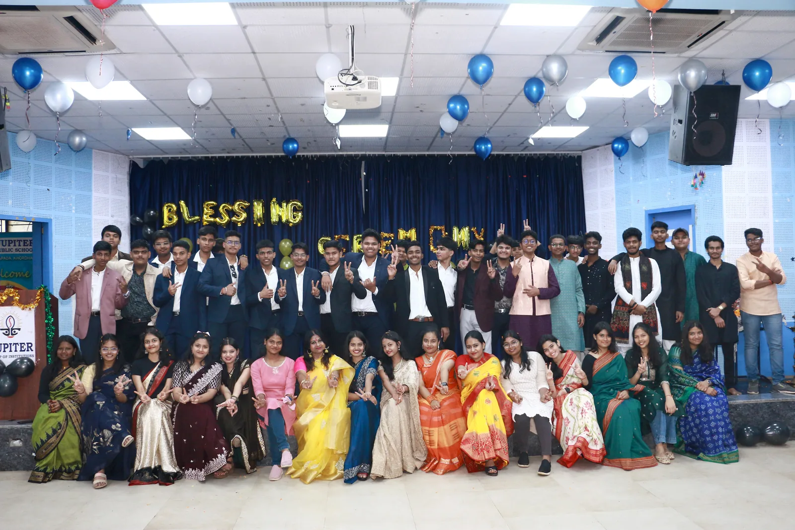 Class XII students in formal attire at the Blessing Ceremony.